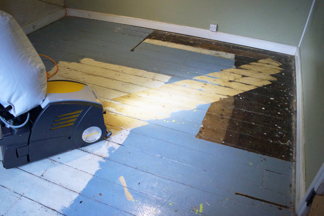 Beginning the sanding process