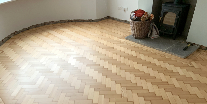 Beautifully sanded and finished parquet floor in a client's house